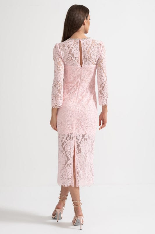 Amarisse | Elegant Lace Maxi Dress in Soft Pink