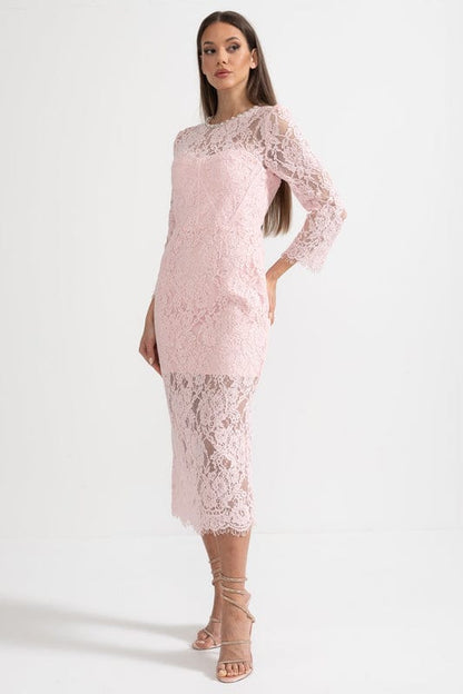 Amarisse | Elegant Lace Maxi Dress in Soft Pink