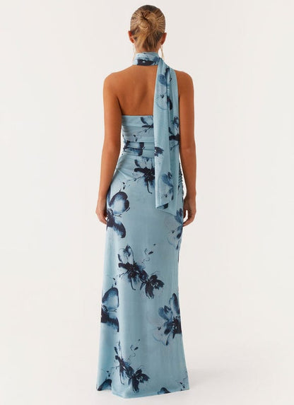 Aveloria | Floral Sleeveless Maxi Dress in Blue-Black