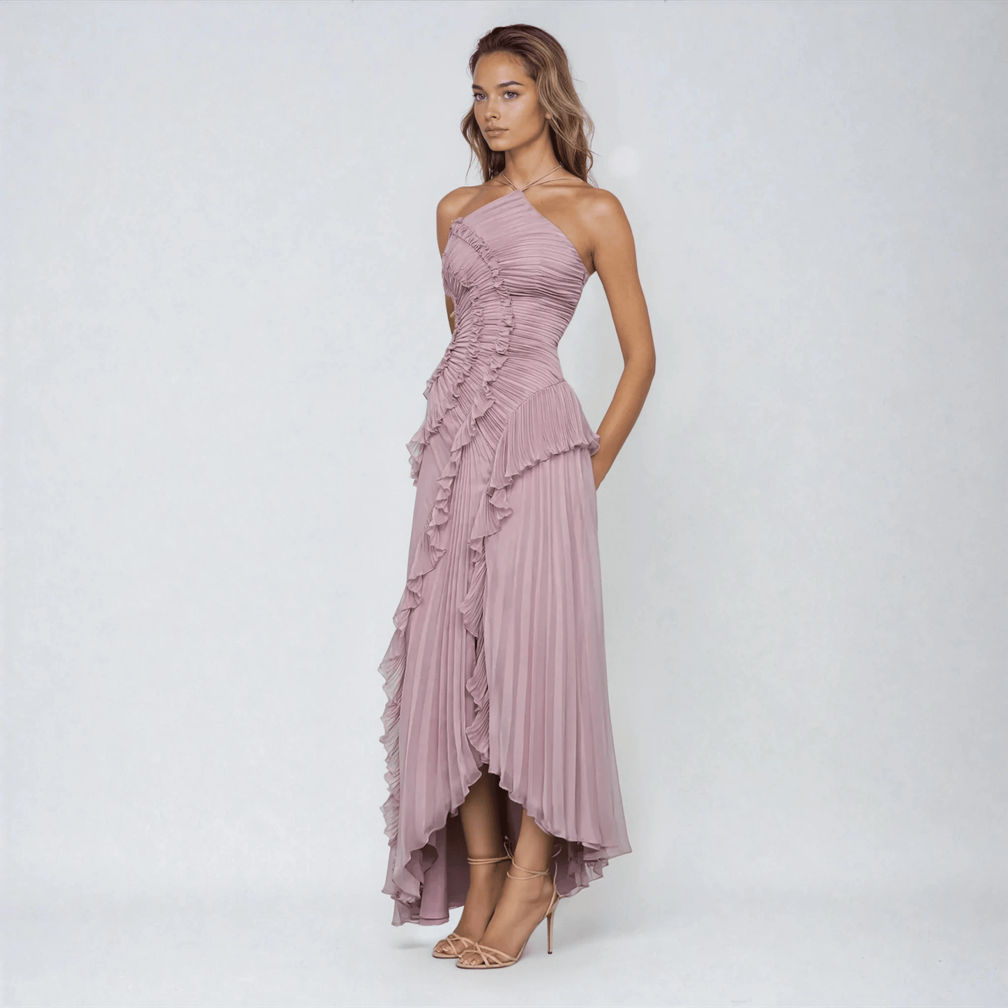 Elaria | Halter Maxi Dress in Soft Purple