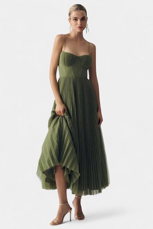Liora | Women’s Off-Shoulder Green Maxi Dress